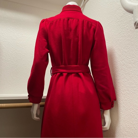 VTG🇺🇸Central Park ILGWU Holiday Christmas Carol Red Wool Long Coat | Sz S - Picture 7 of 16